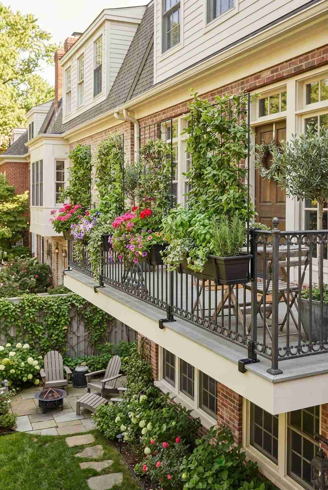 rail mounted window box with trellis