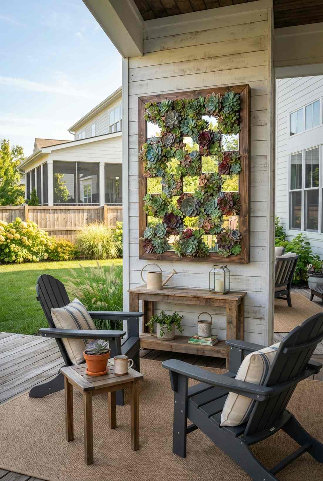 succulent wall art with mirror accents