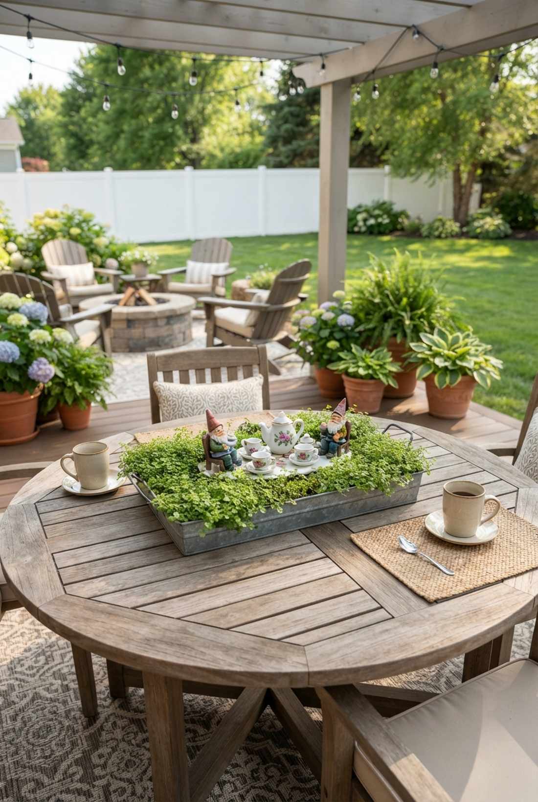 tea party tabletop gnome scene
