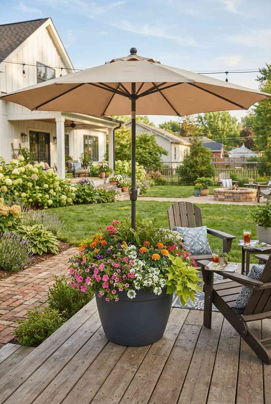 umbrella base planter combinations