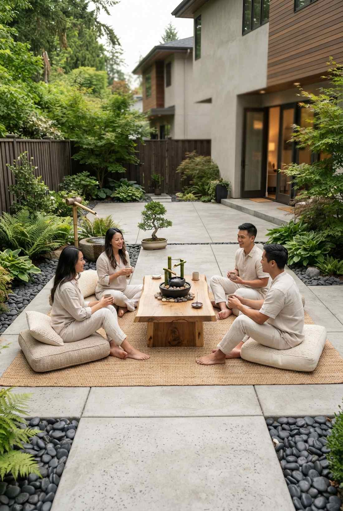 zen meditation garden gathering