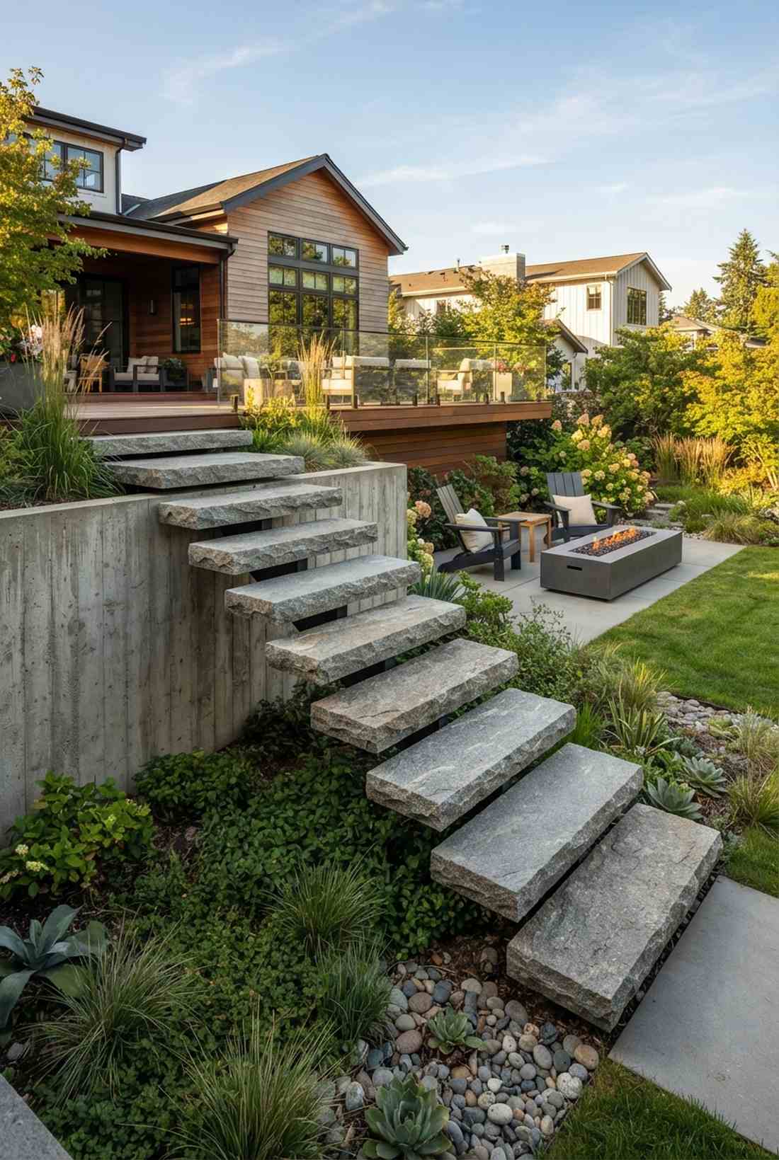 cantilevered stone slabs