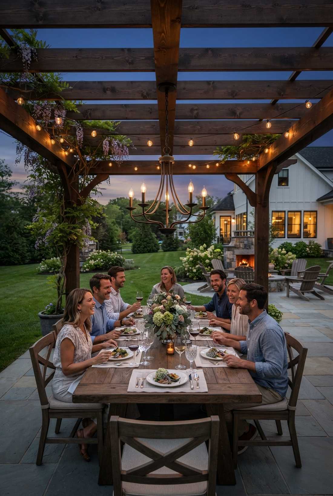 chandelier pergola centerpiece