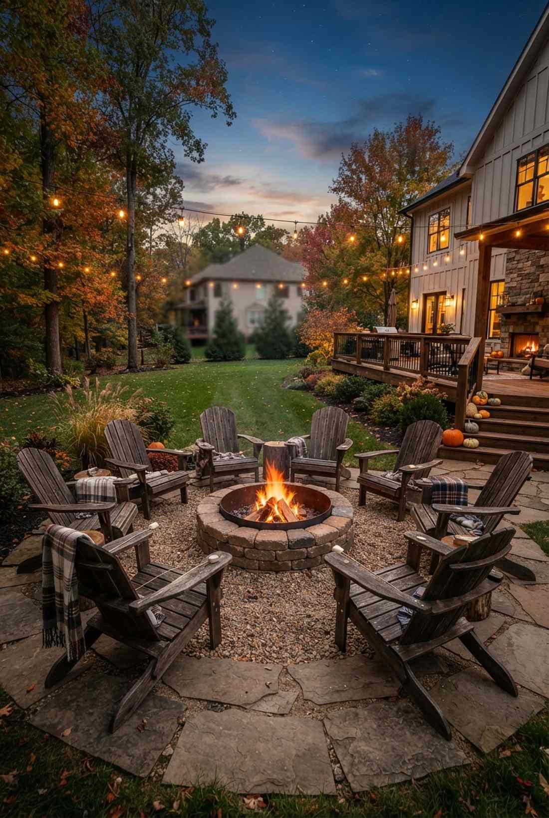 circular seating around fire pit