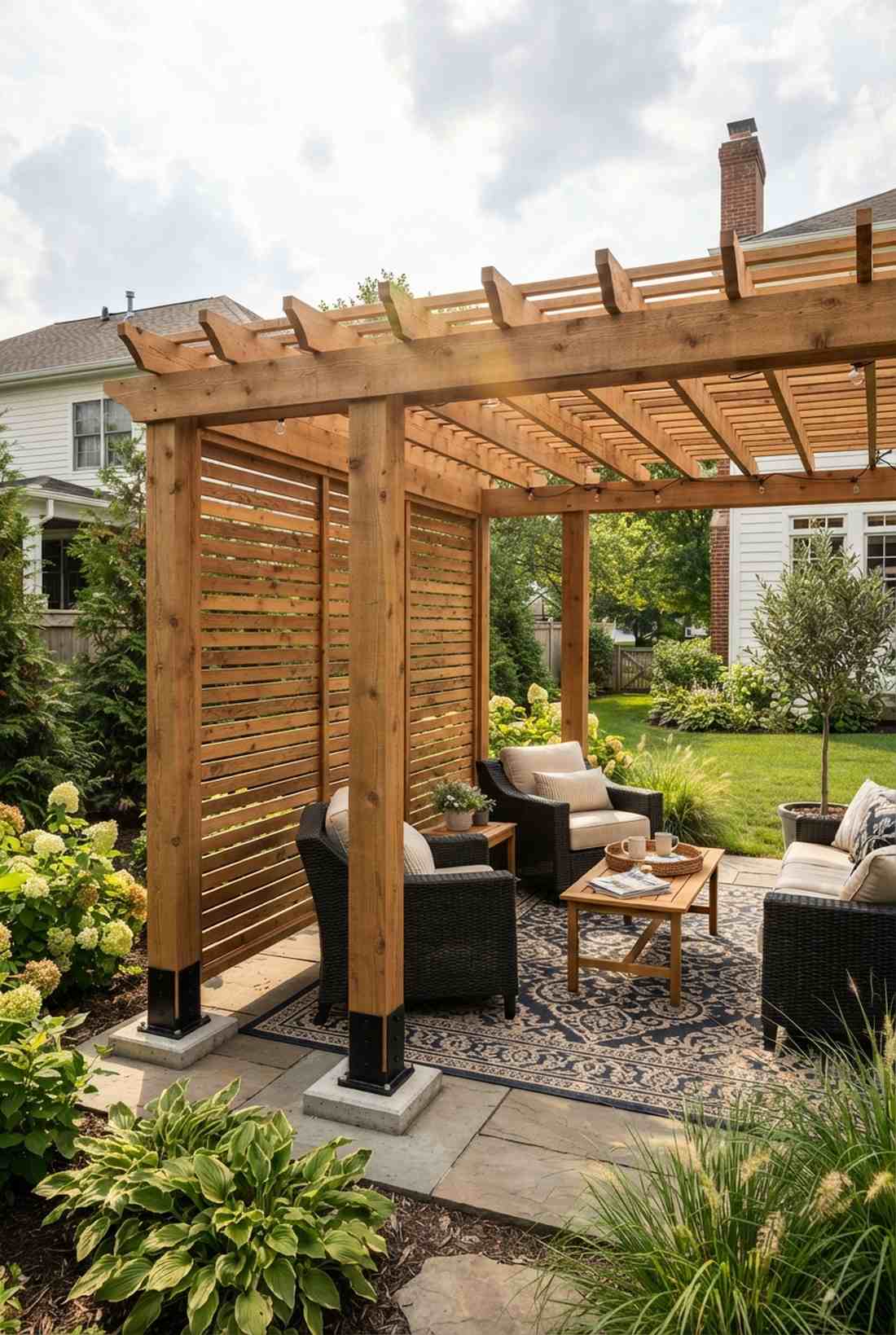 freestanding pergola screen