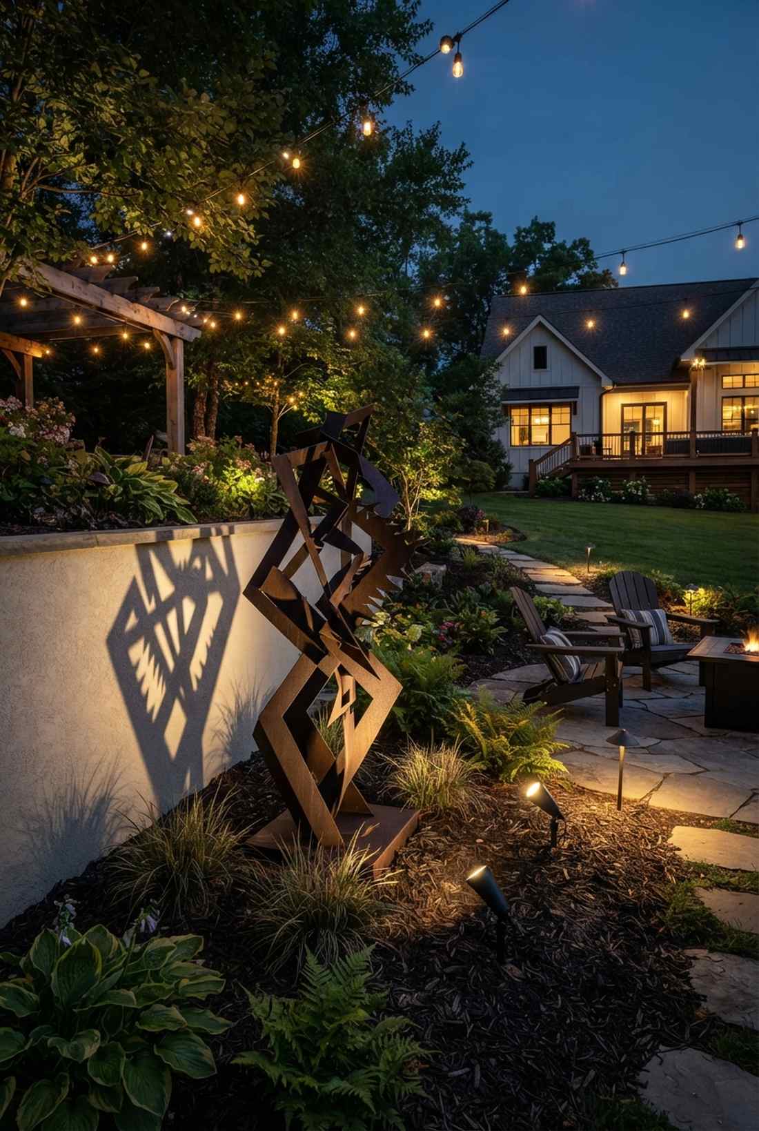 garden art sculpture highlighting