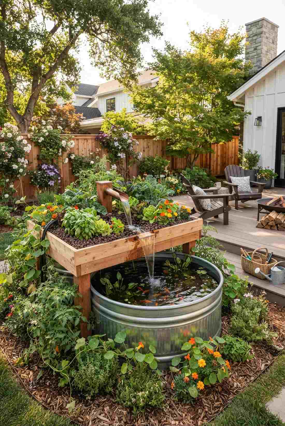 greenhouse aquaponic fountain