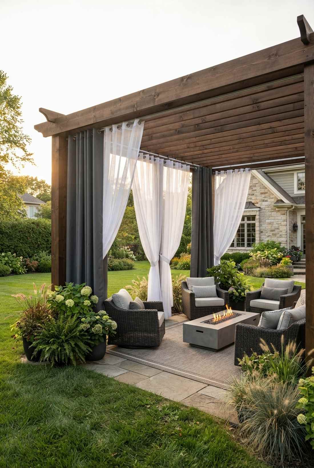 layered curtain panels for graduated privacy