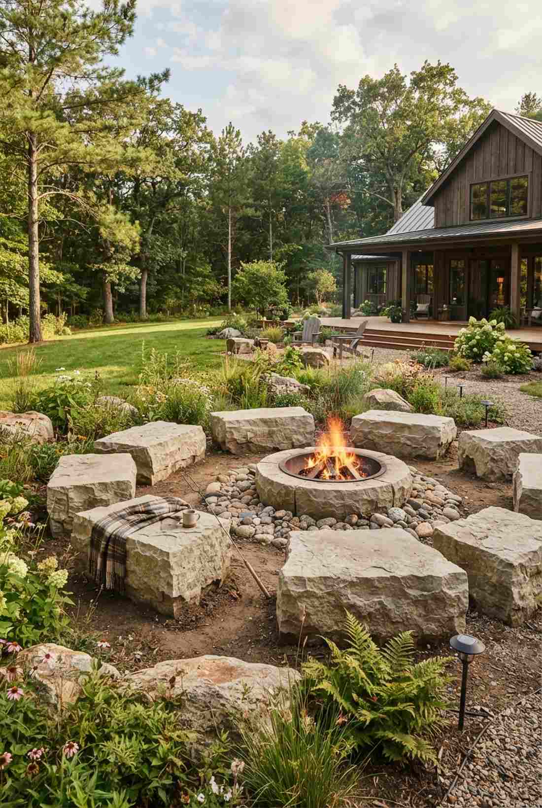 limestone block seating cluster