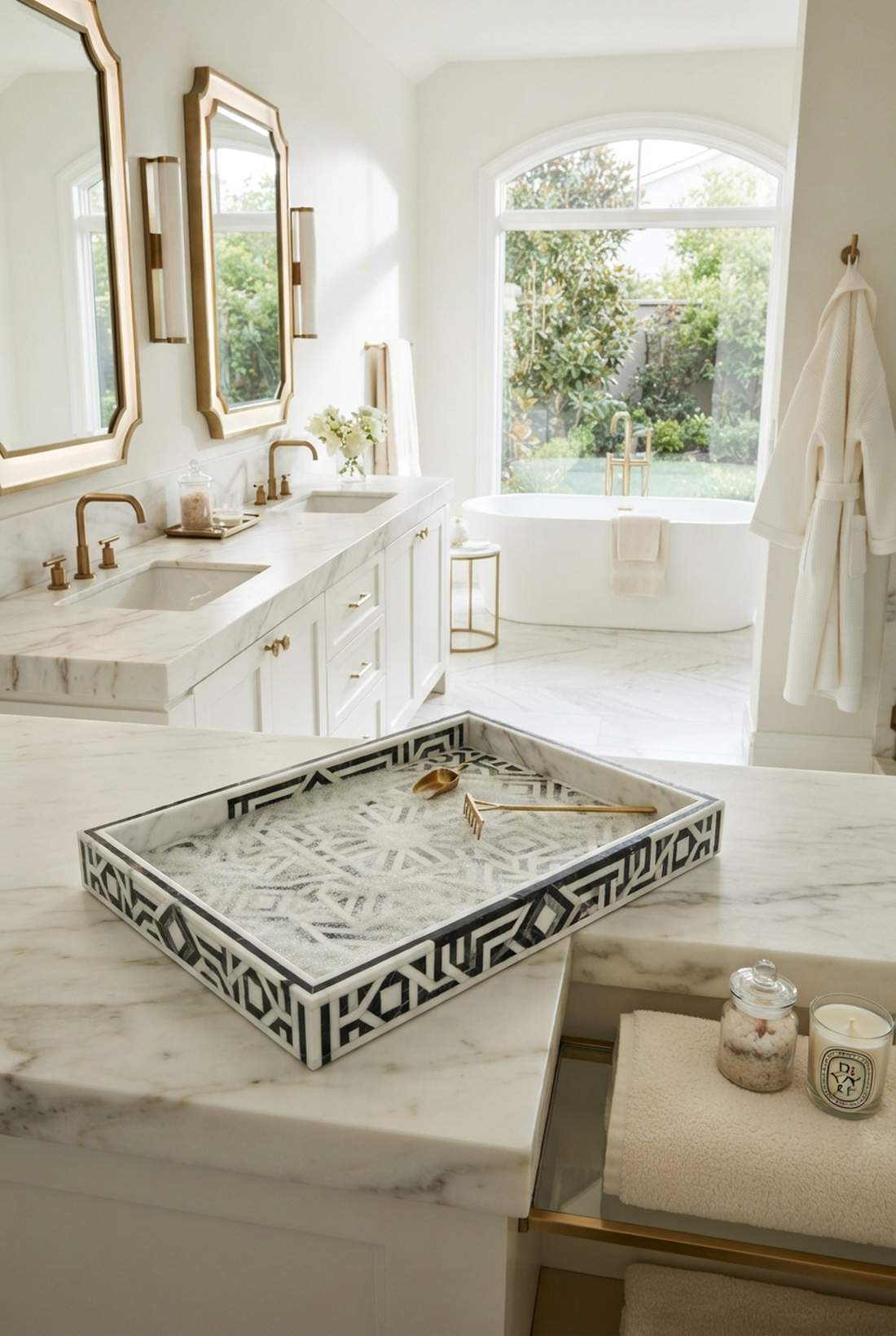 marble inlay mosaic tray