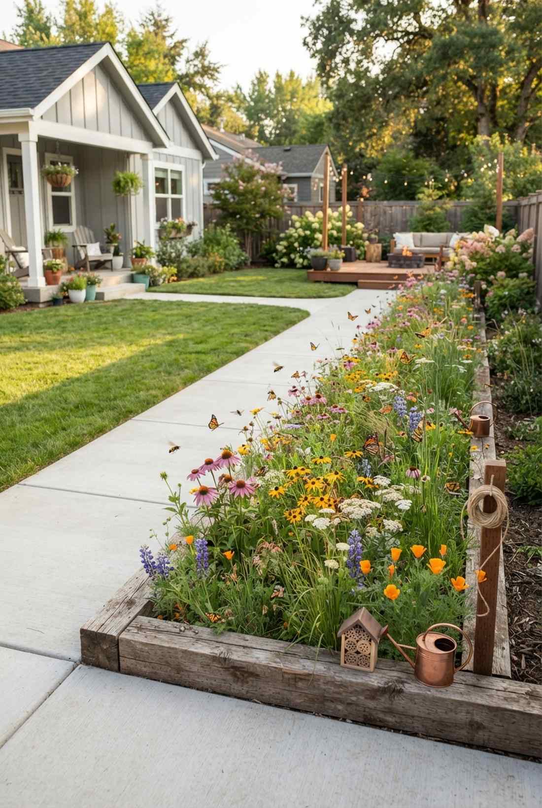 pollinator ribbon along the walkway