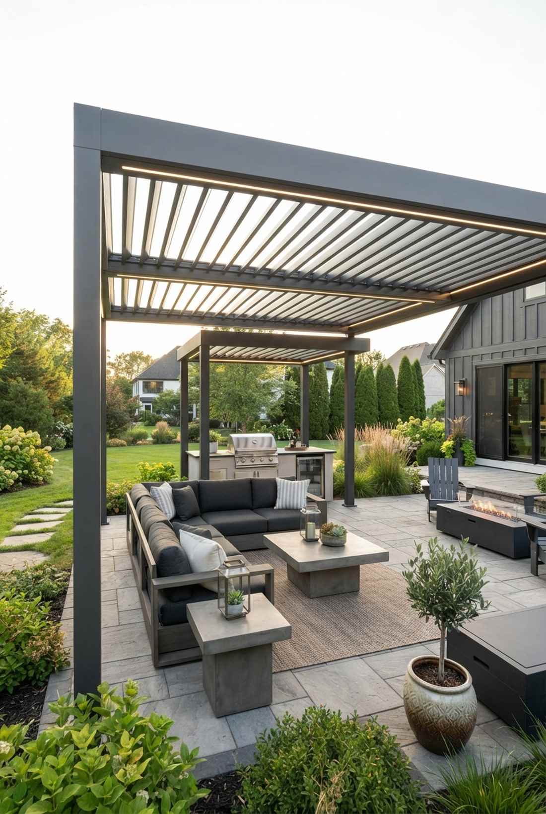 powder coated aluminum pergola with louvers