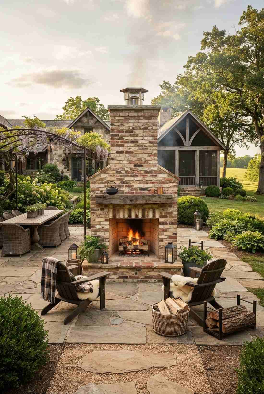 rustic wood burning chimney