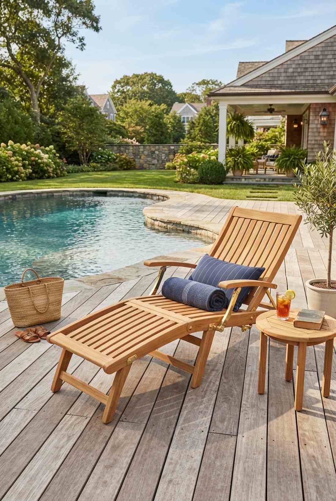 teak steamer lounge chair