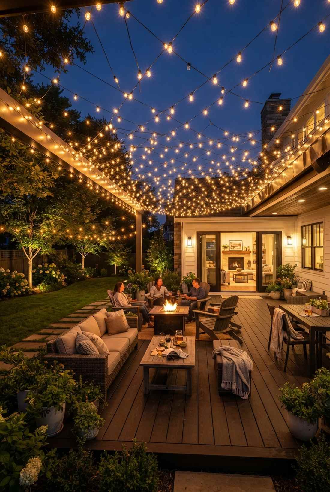 warm string light canopies