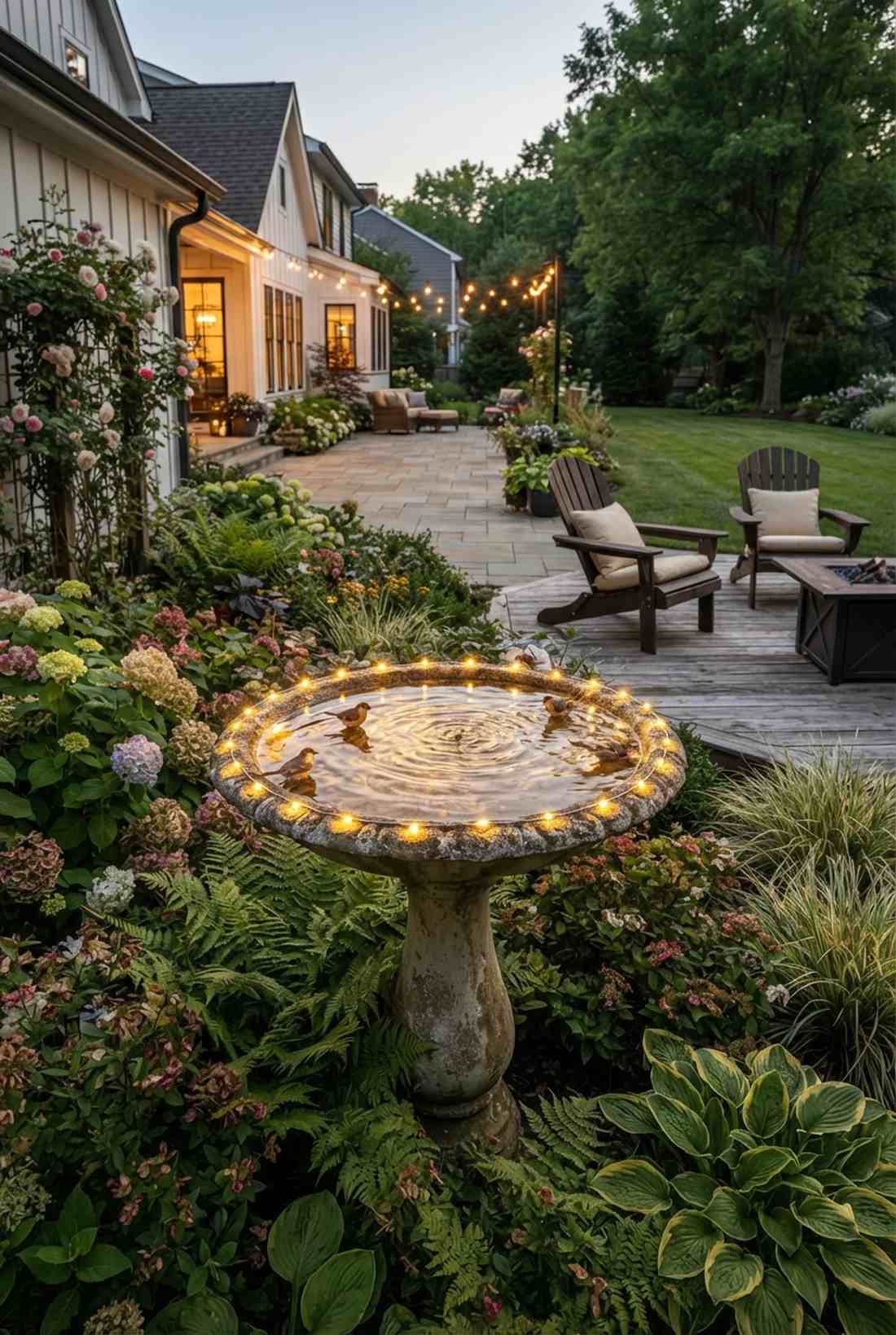 birdbath water feature accent