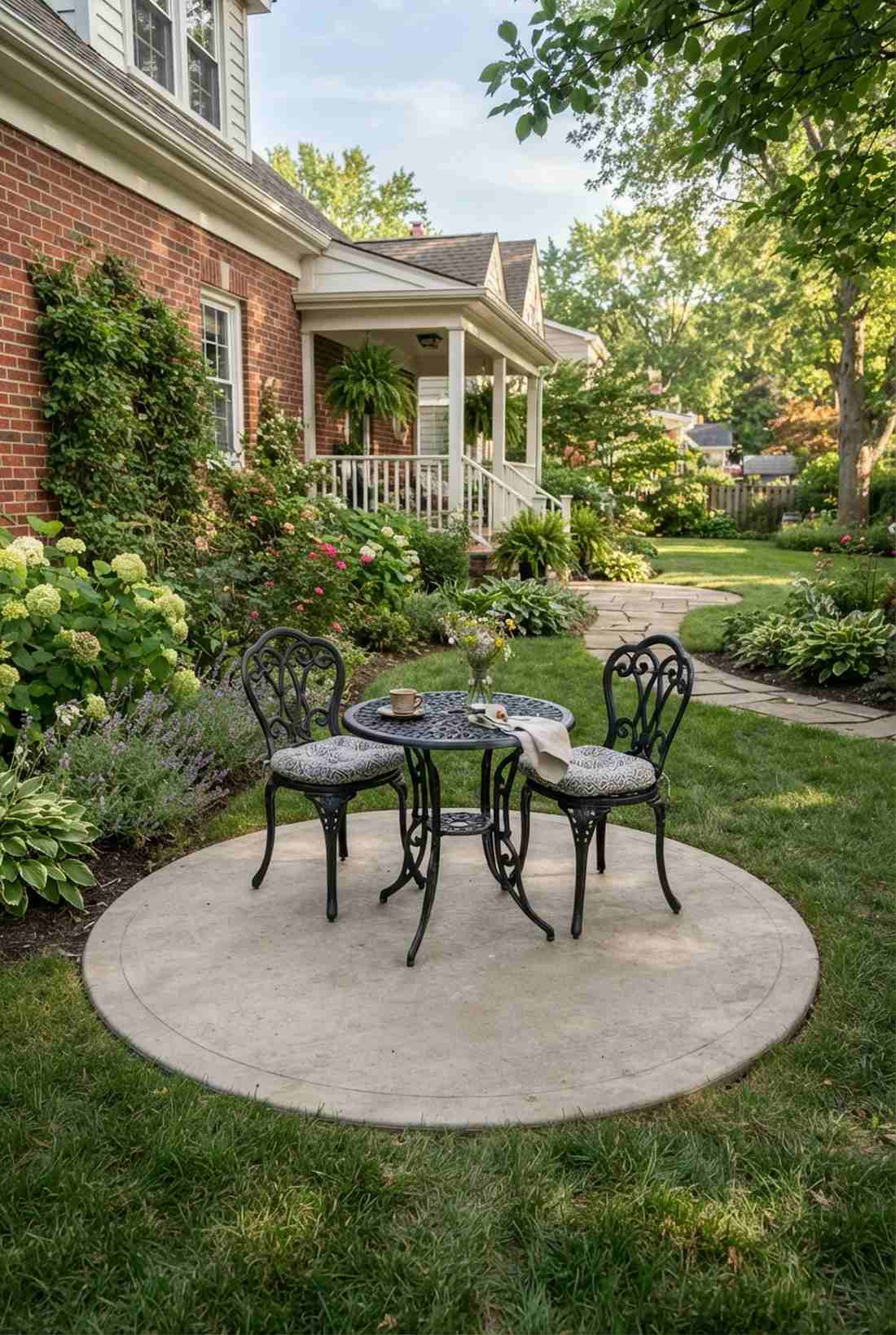 bistro set on circular pad