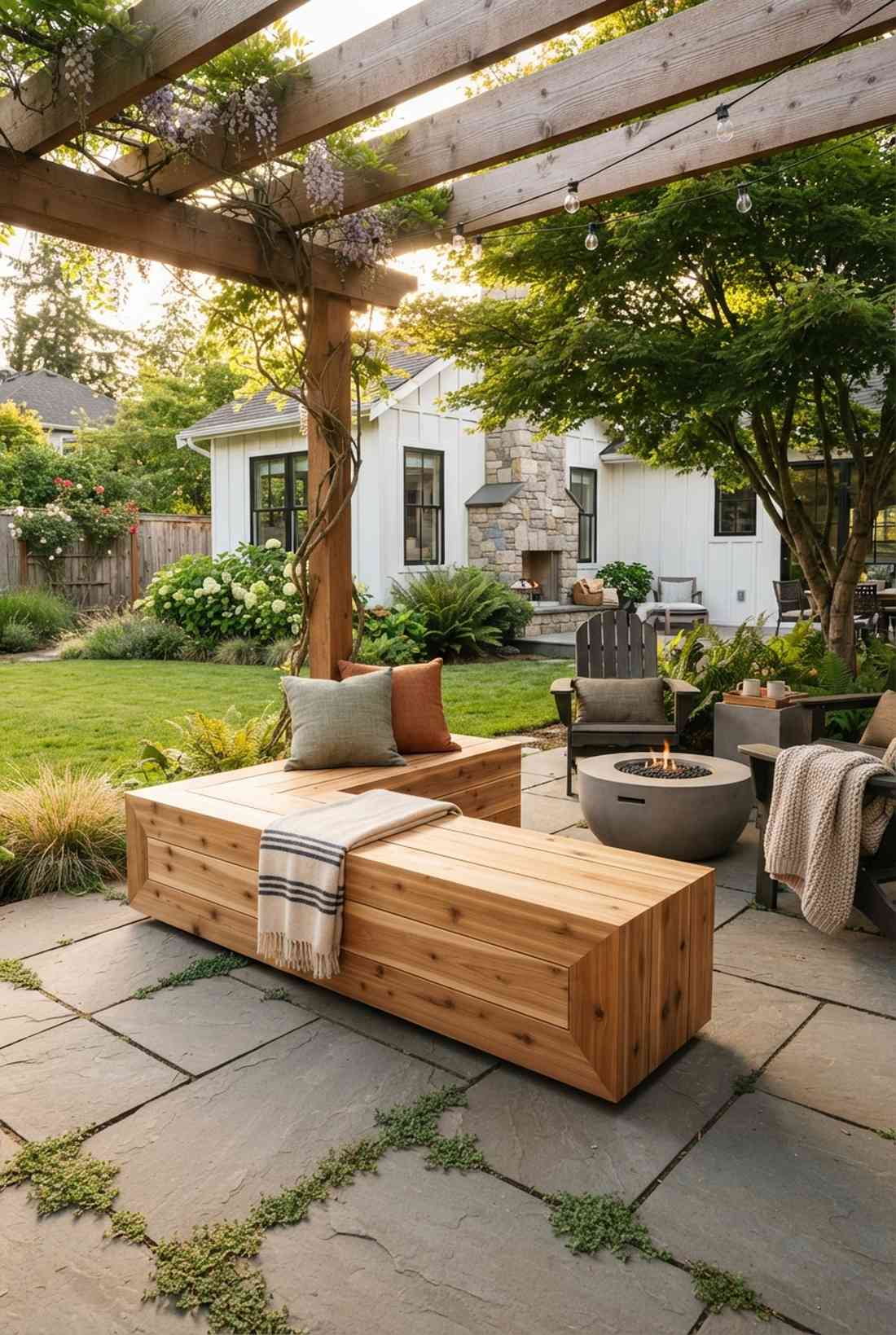 cedar box beam bench