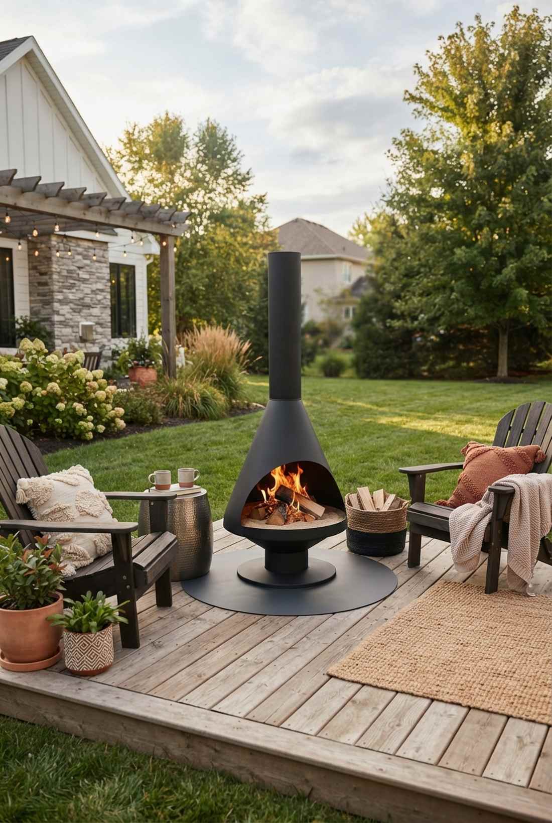 compact chiminea style metal fireplace
