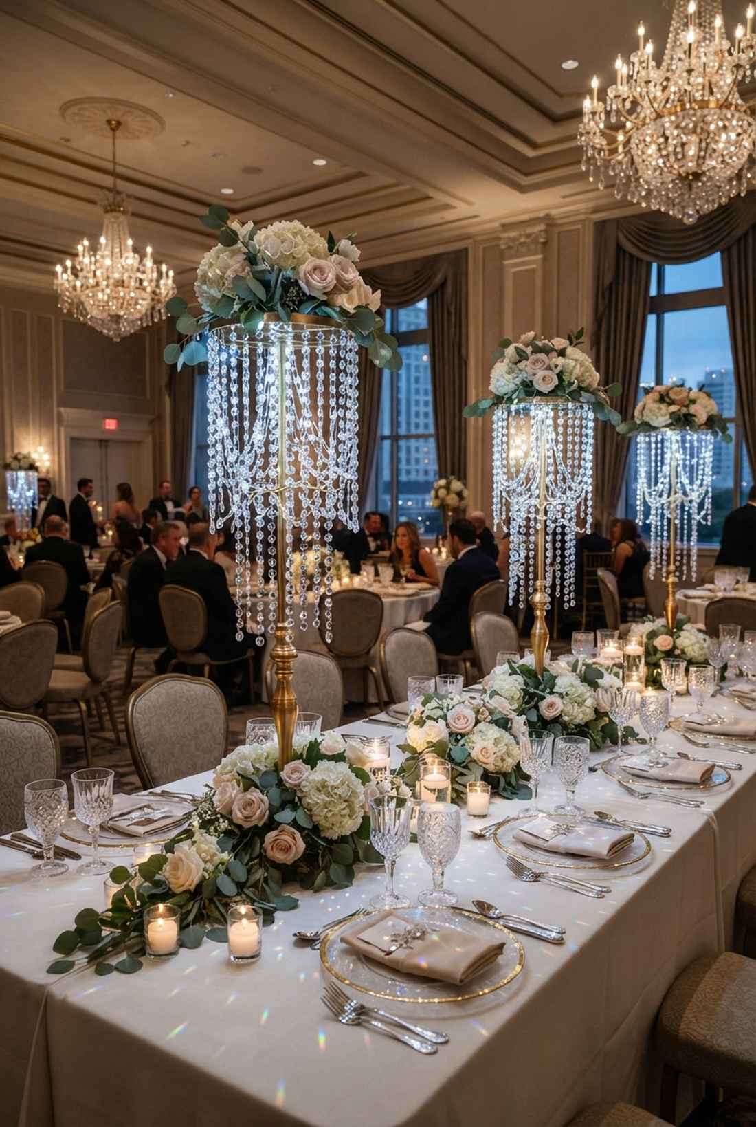 crystal bead chandelier centerpieces