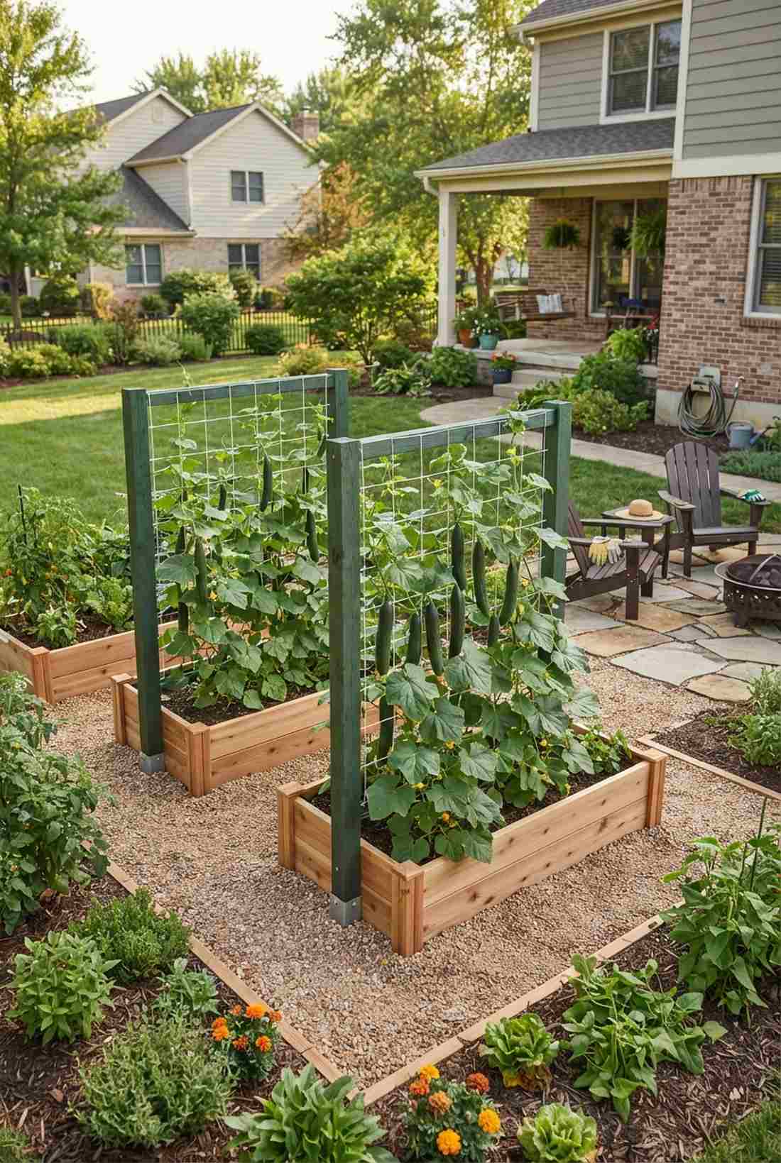cucumber vertical trellises
