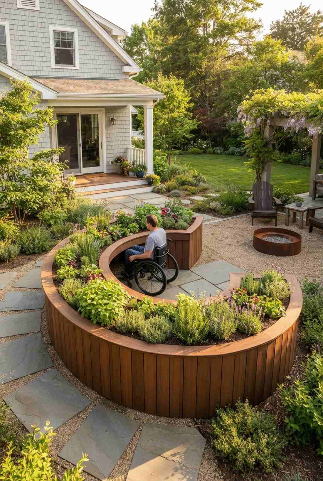curved accessible planting table