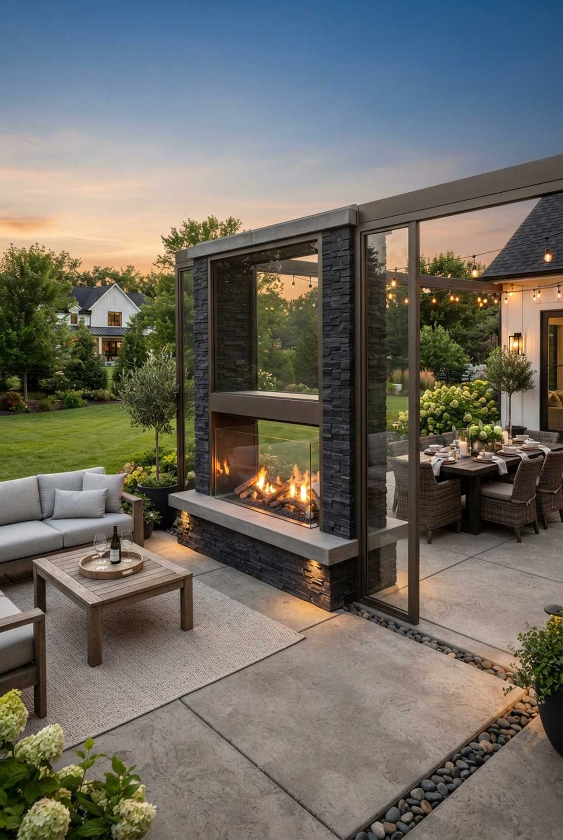double sided see through fireplace