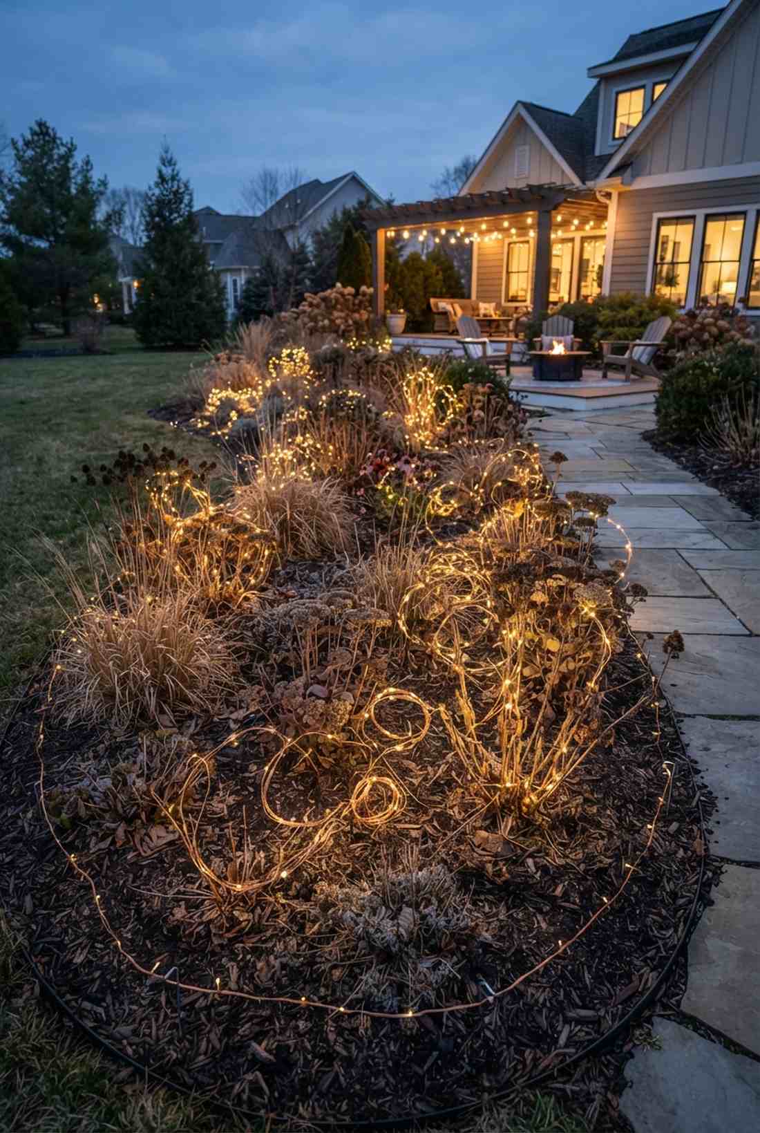 garden bed string light weaving