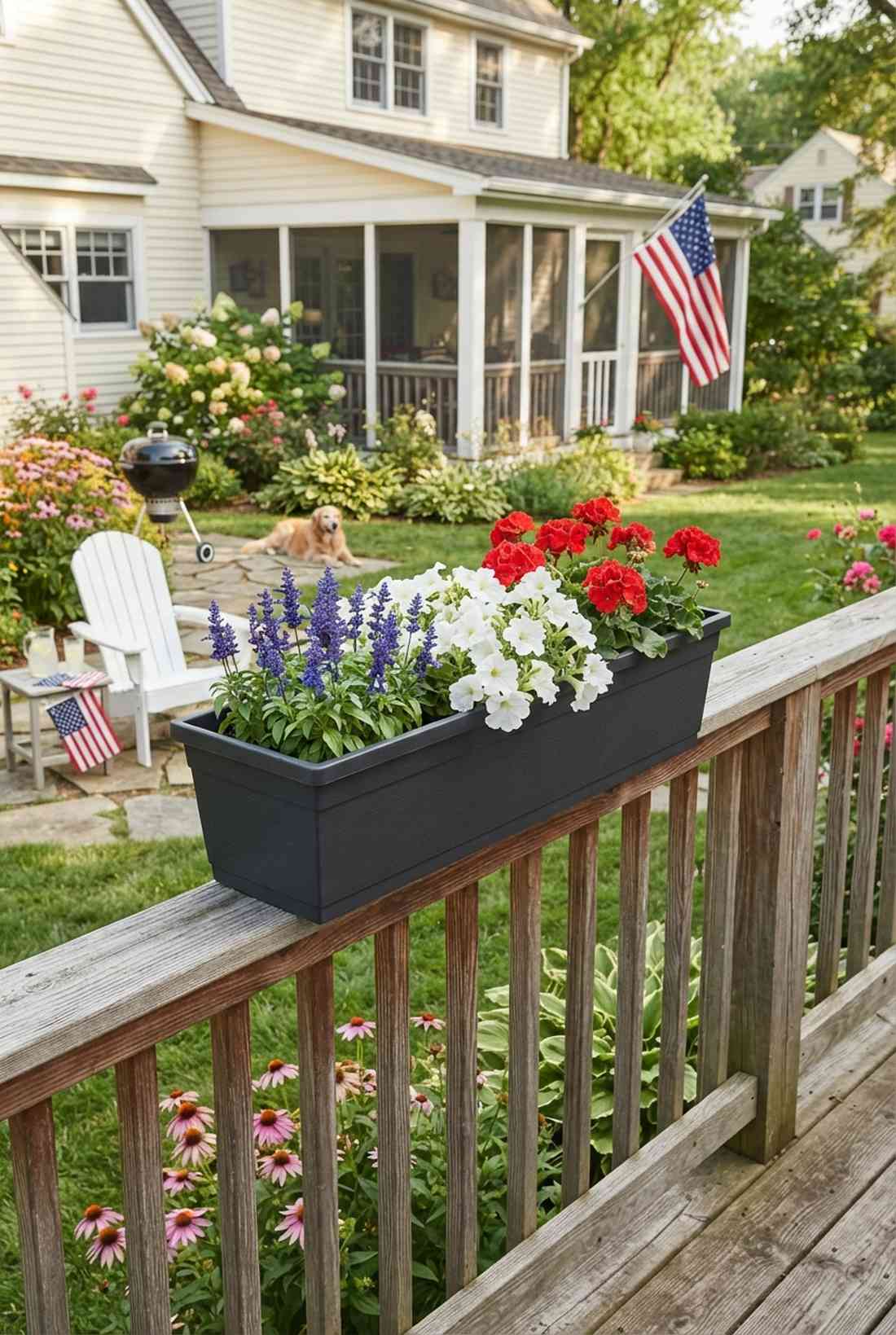 patriotic red white blue display