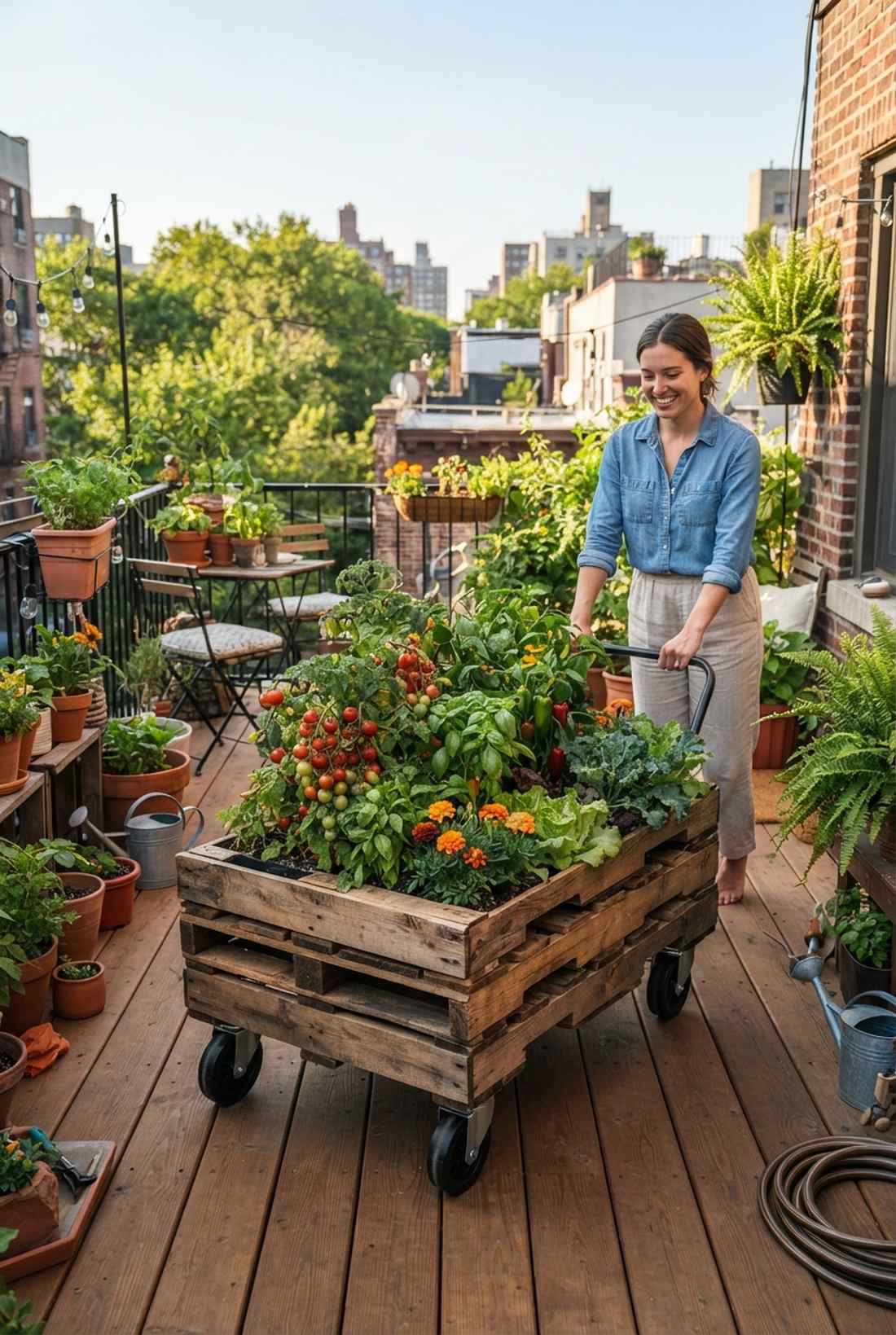 rolling pallet garden