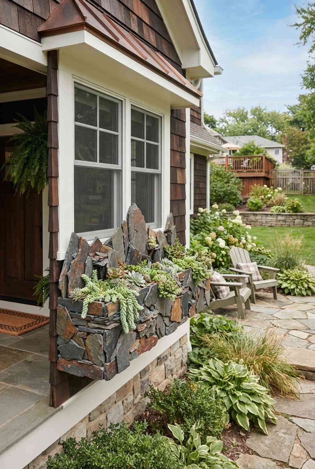 slate tile layered terraces