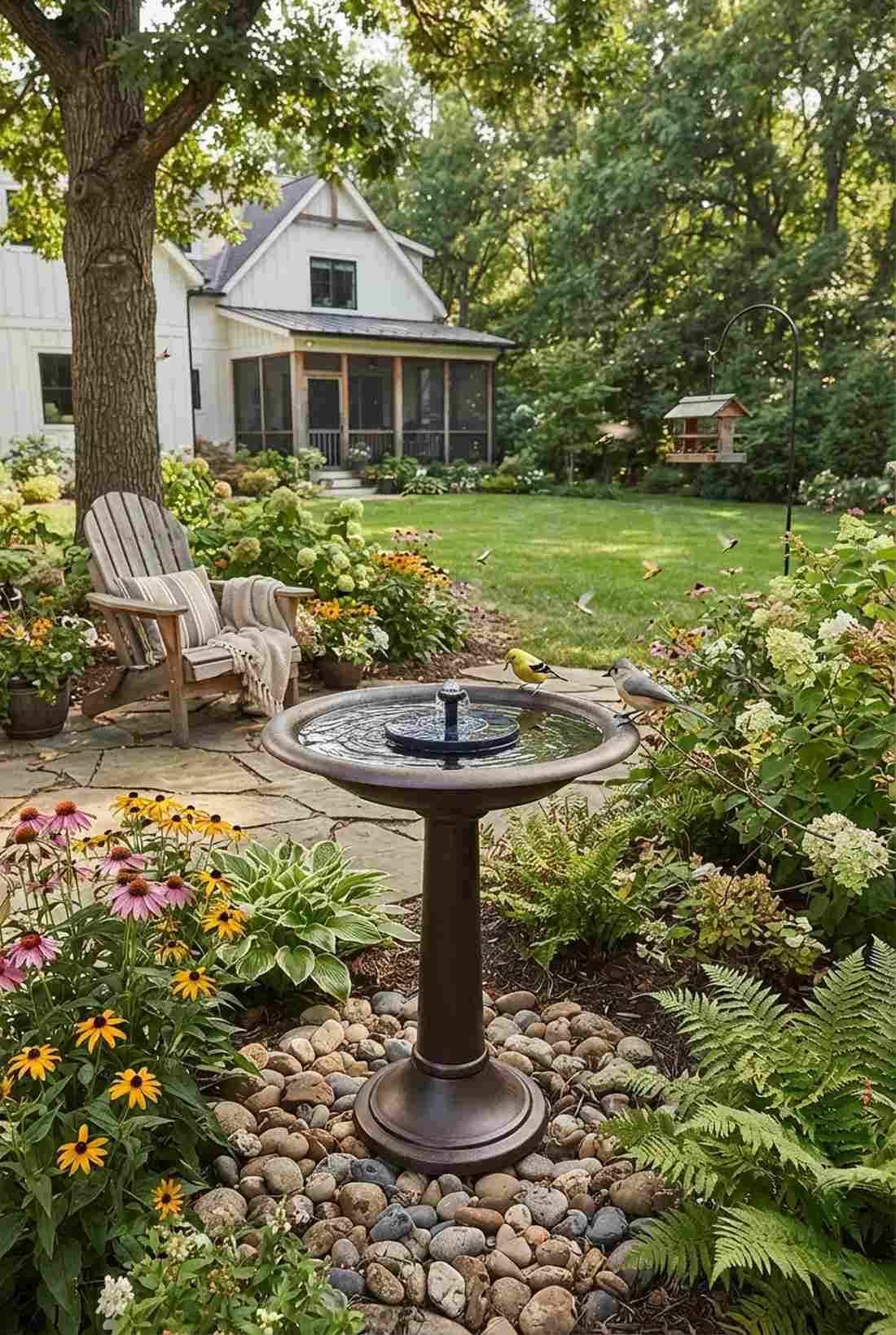 solar powered bird fountain