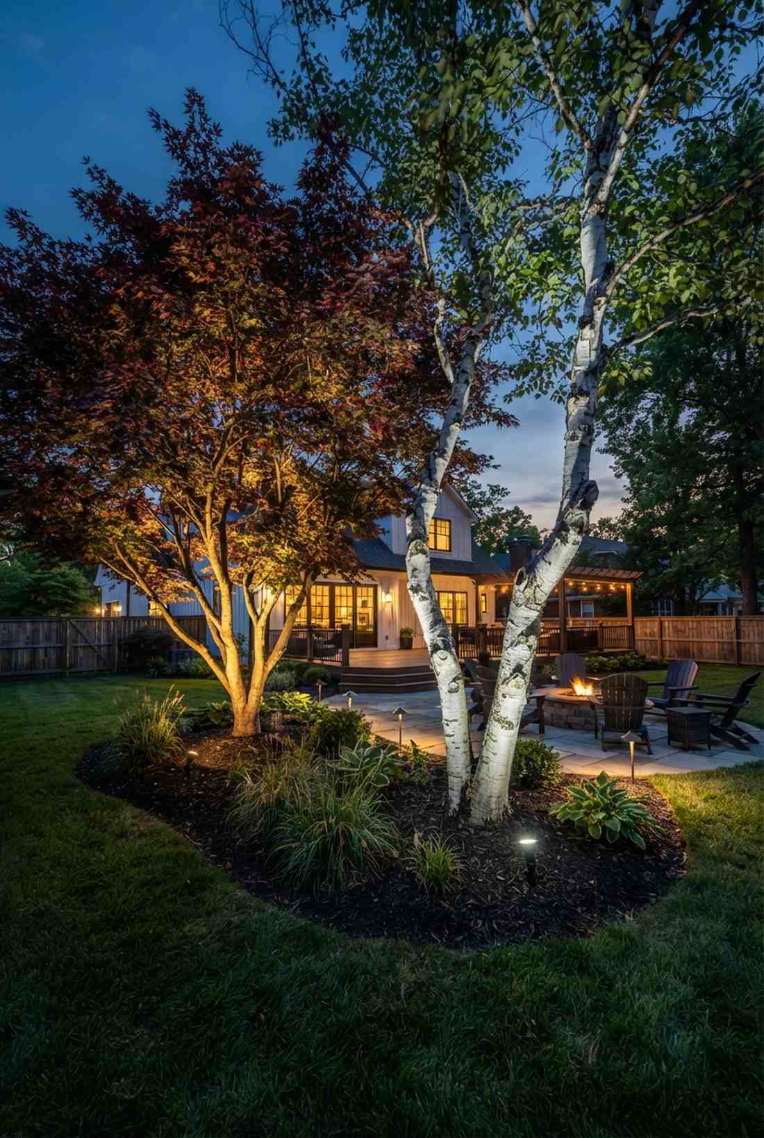 spotlit specimen trees