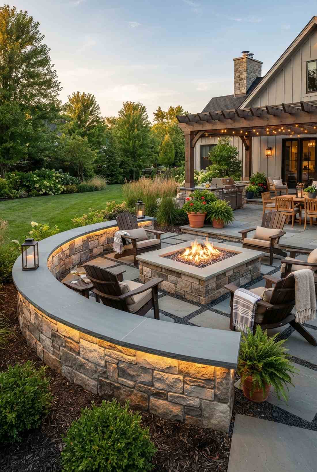 stone veneer seat wall
