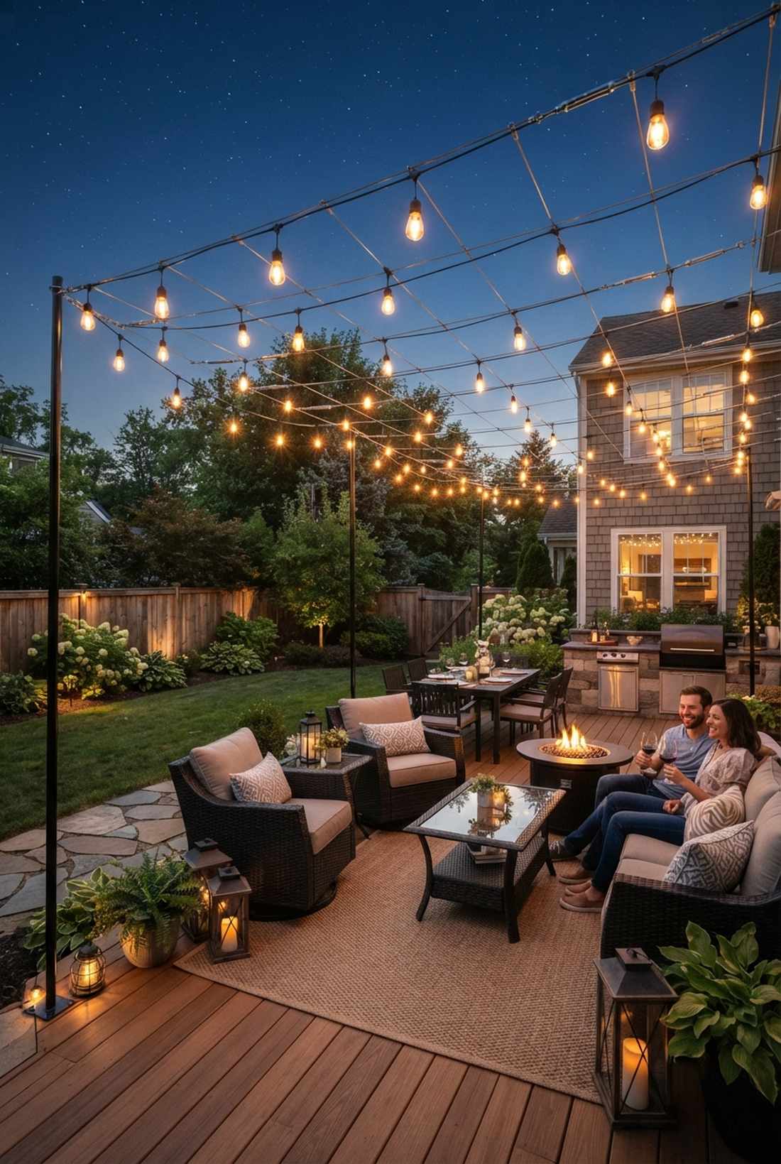 string light canopy overhead