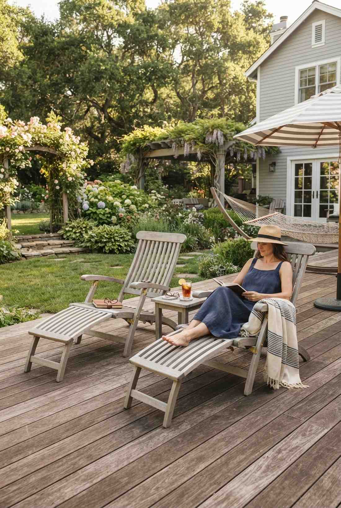 teak steamer chair set