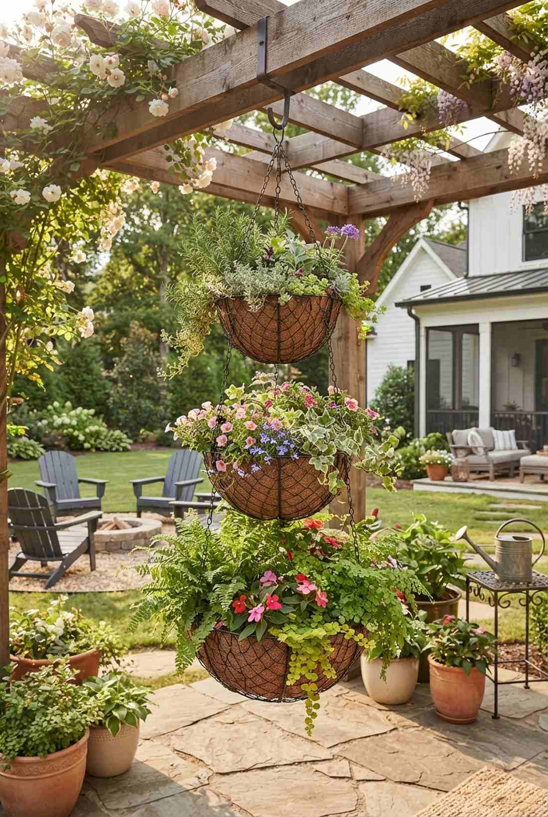 tiered hanging baskets
