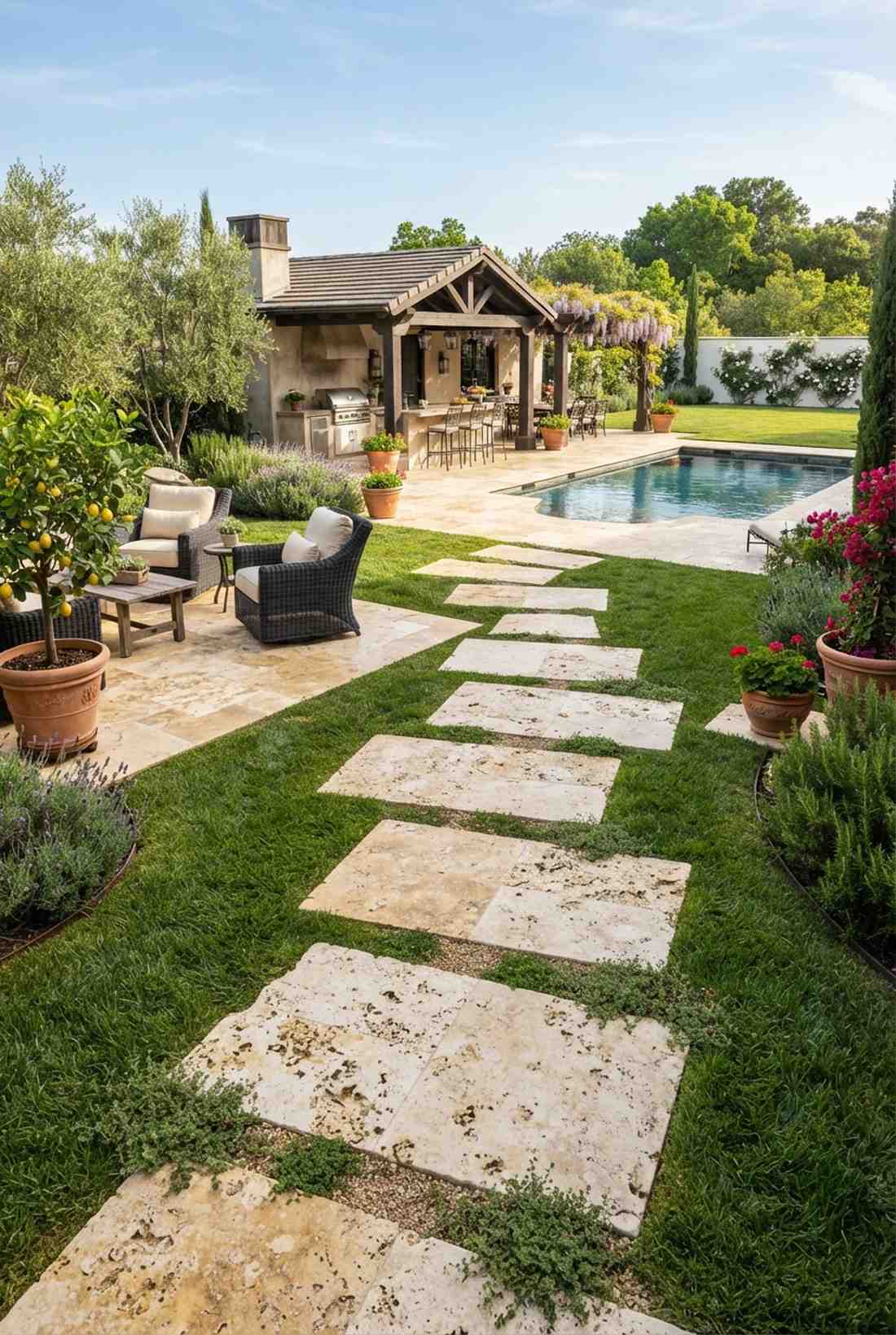 travertine stepping platforms
