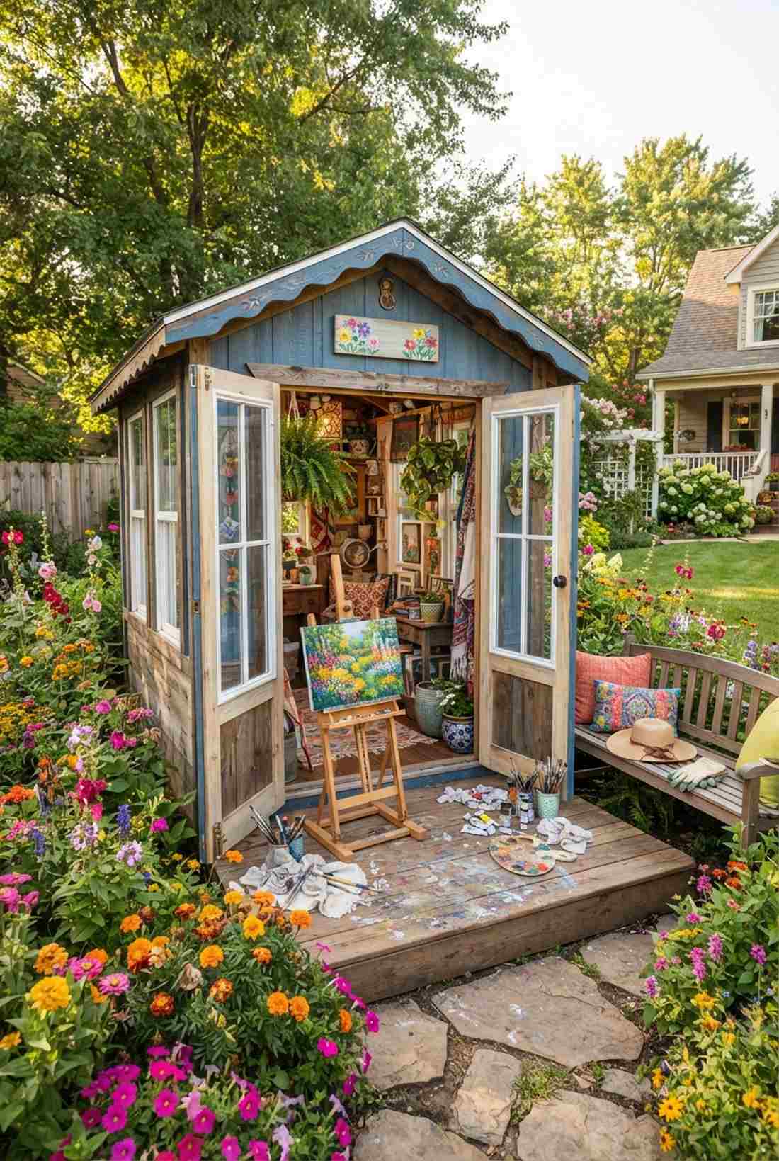 artist studio with easel