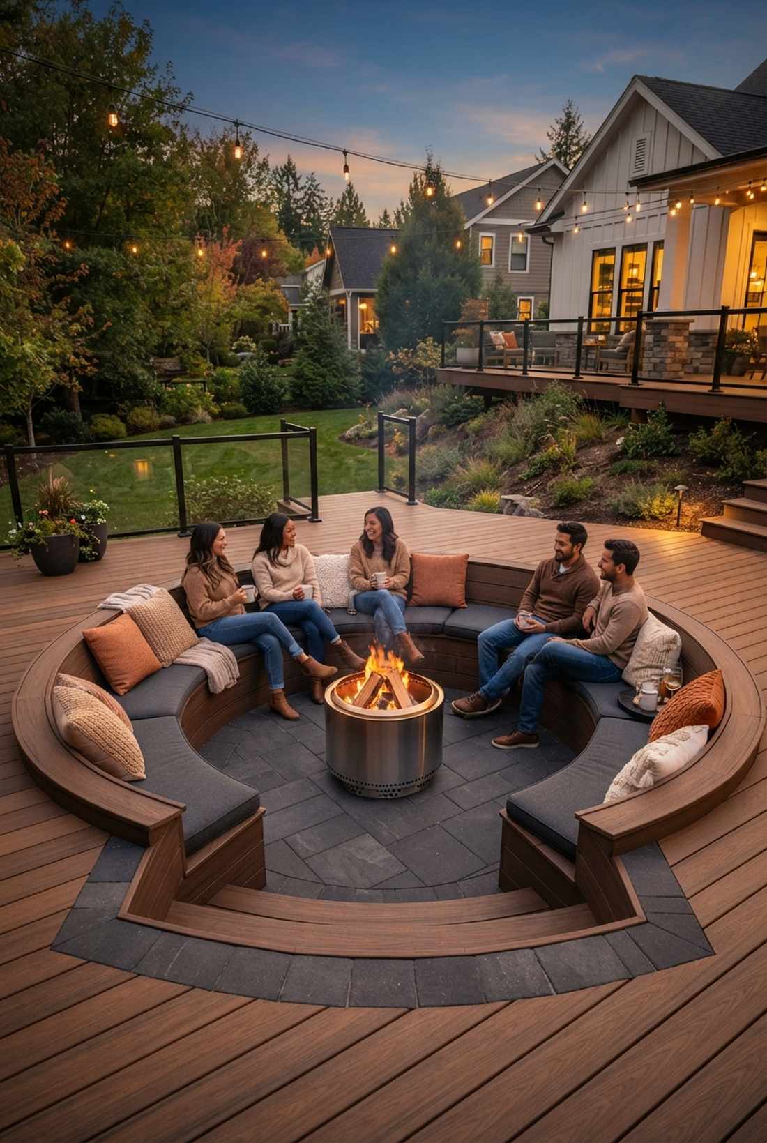 circular fire pit conversation zone
