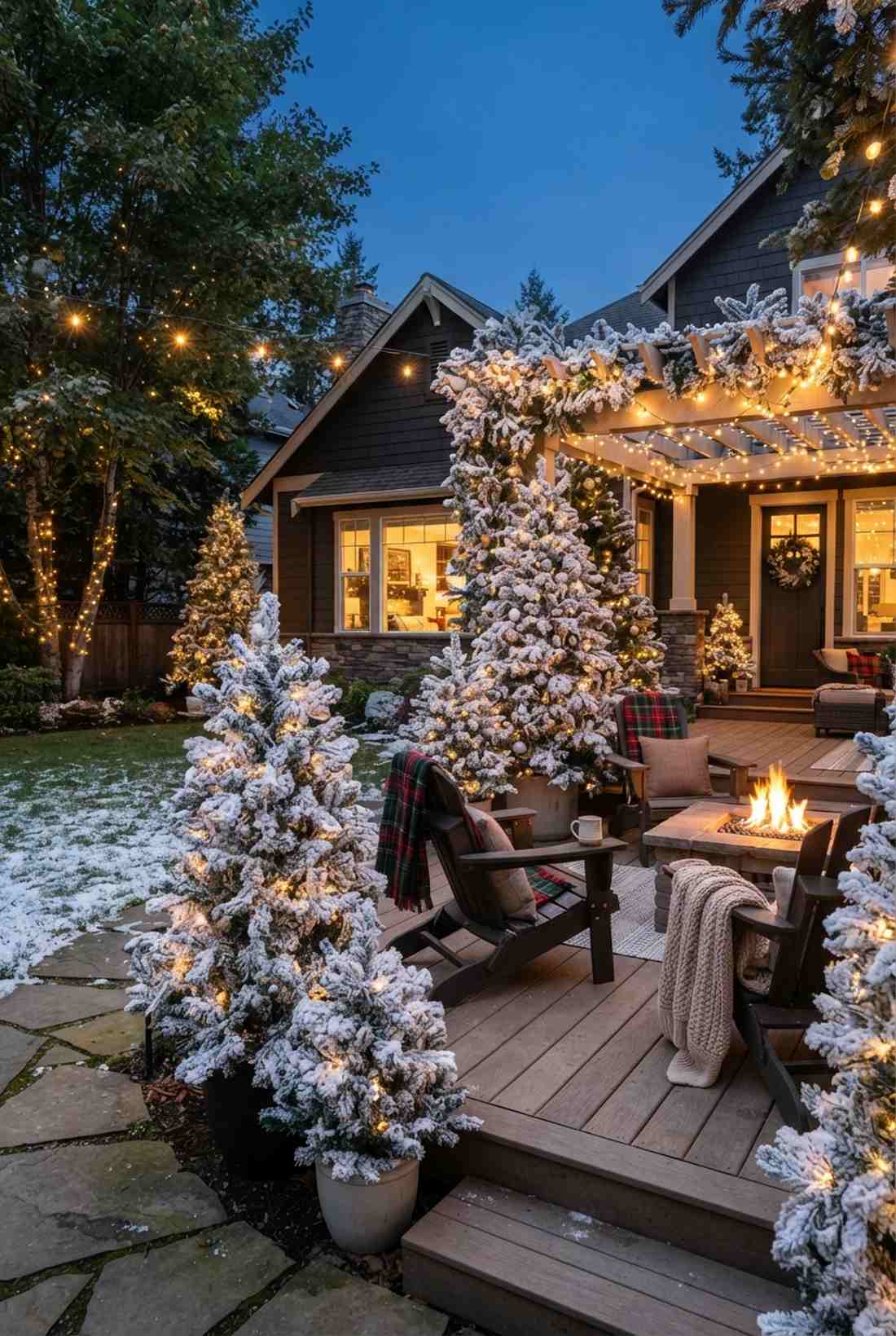 flocked landscape trees