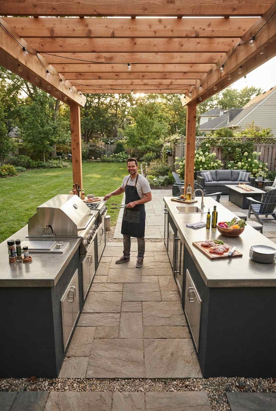 parallel grill and bar galley