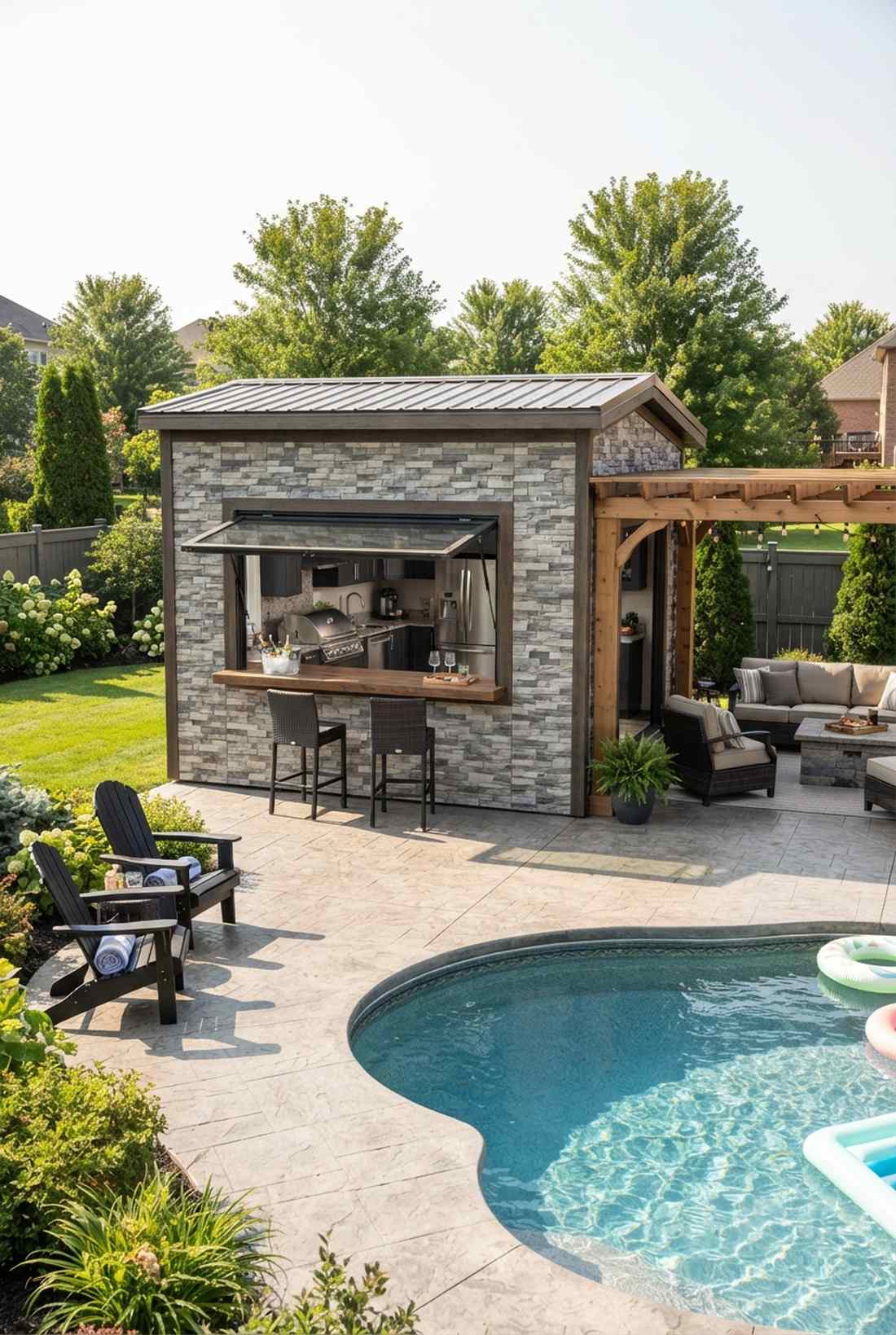 pool pavilions with summer kitchens