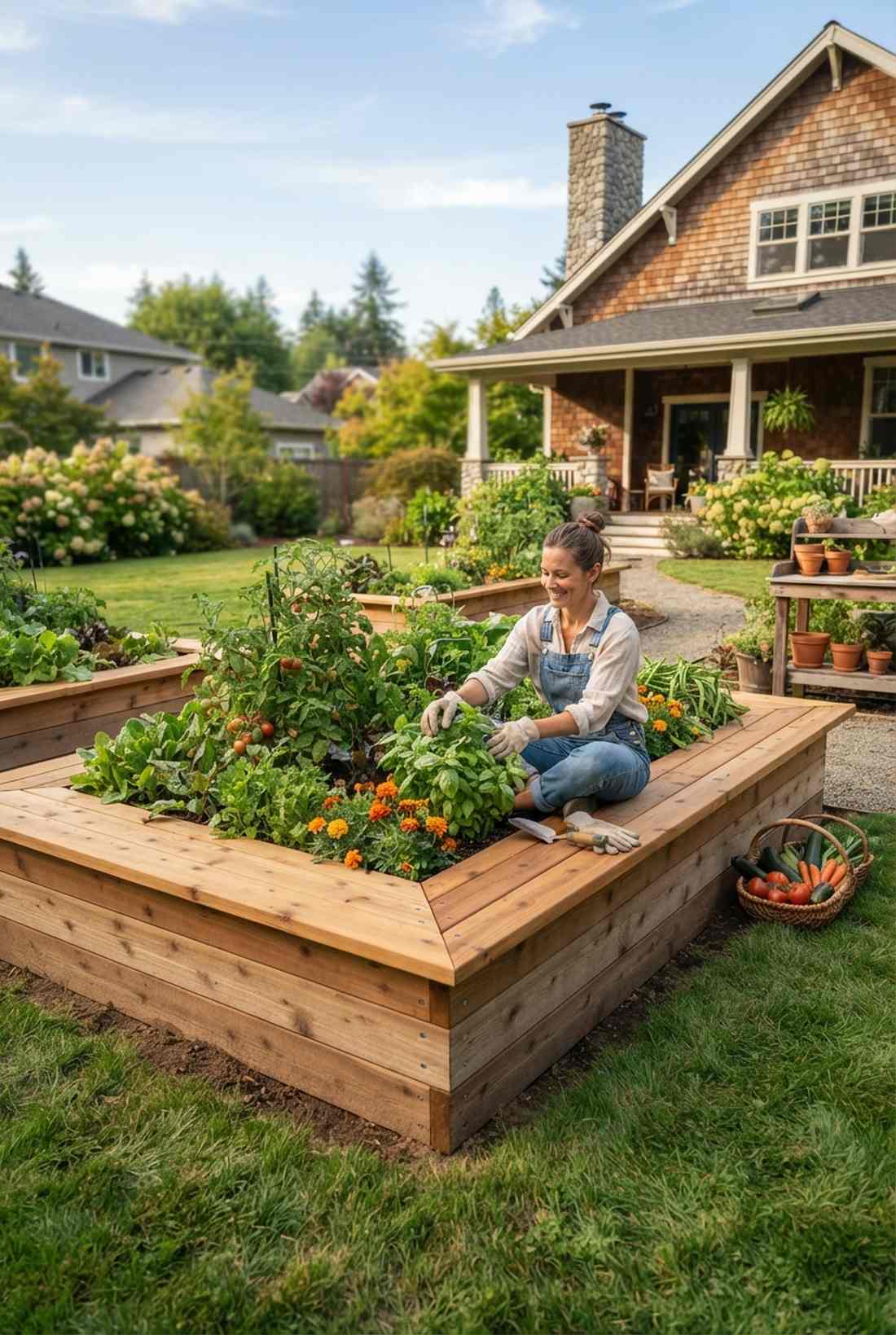 raised bed integrated seating caps