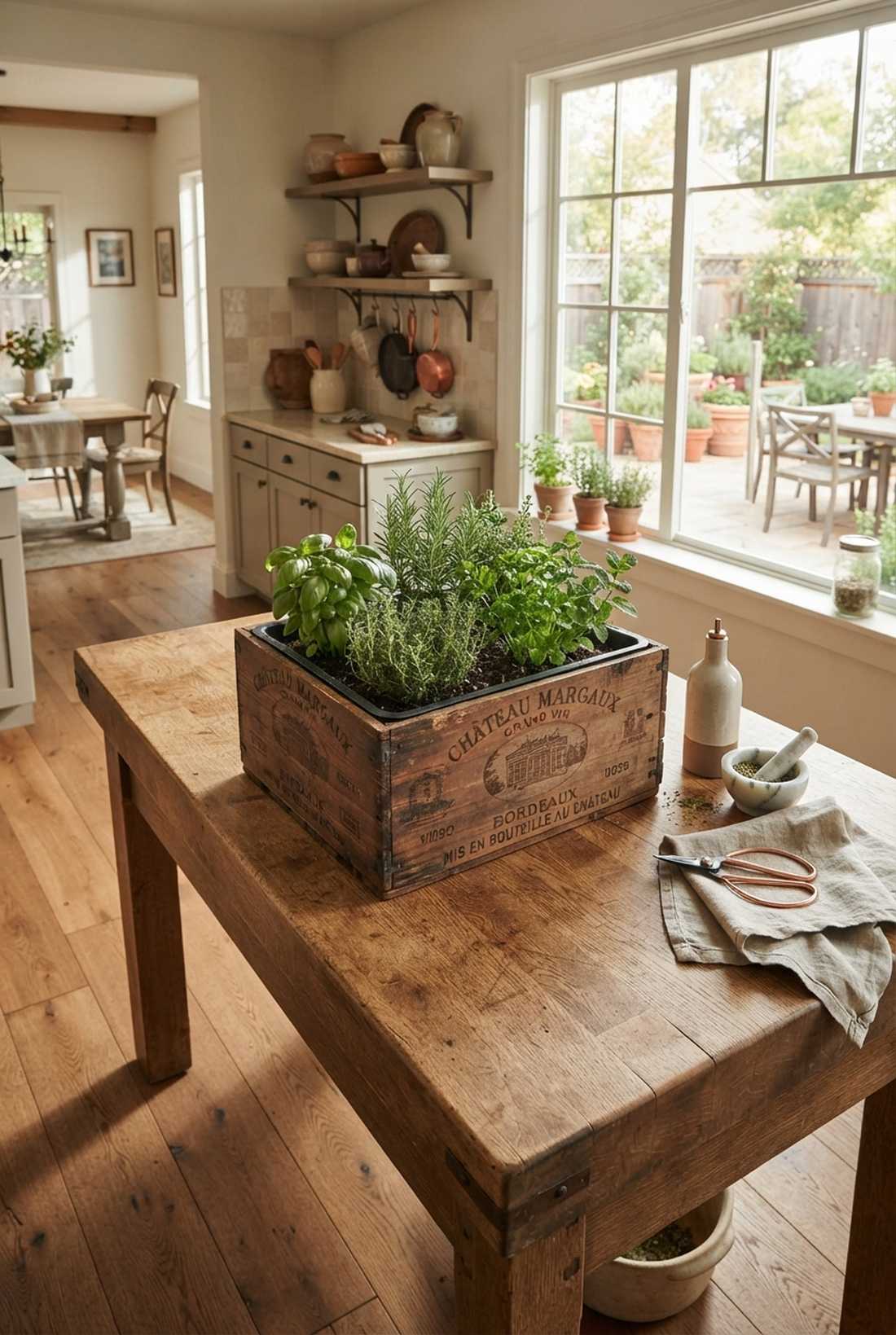 reclaimed wine crate herb box
