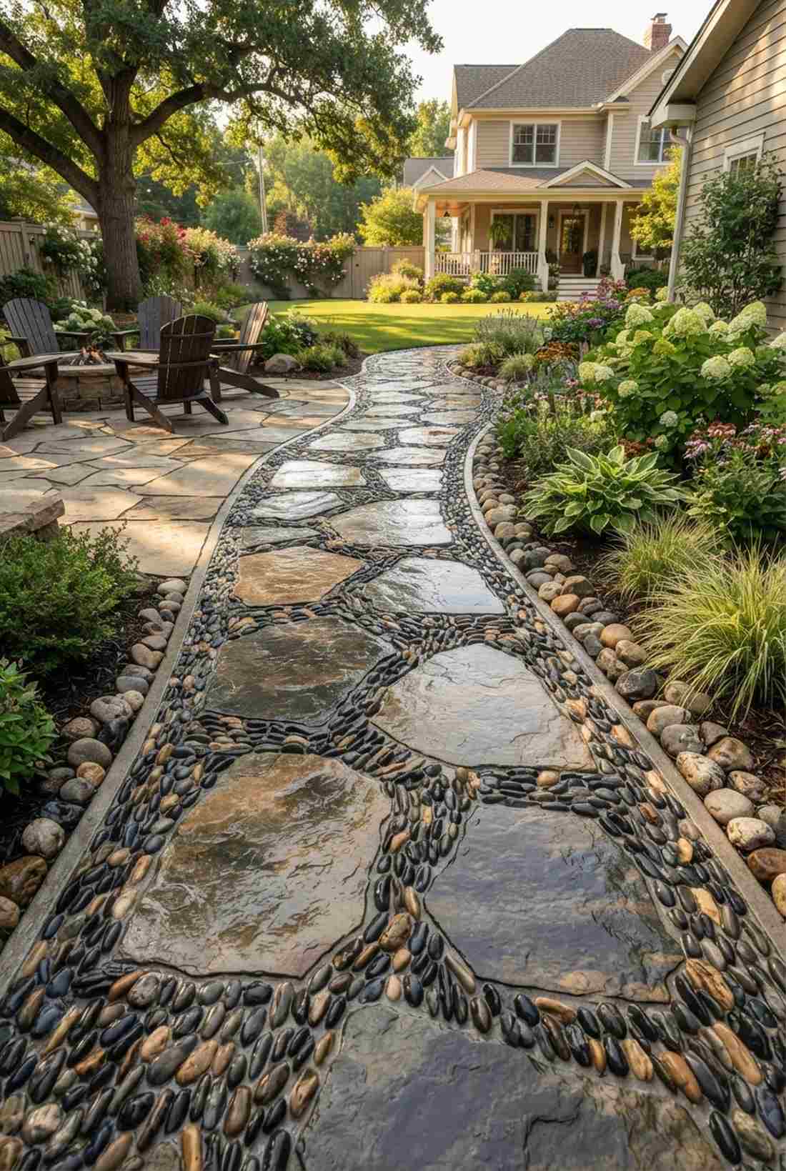 river rock mosaic infill