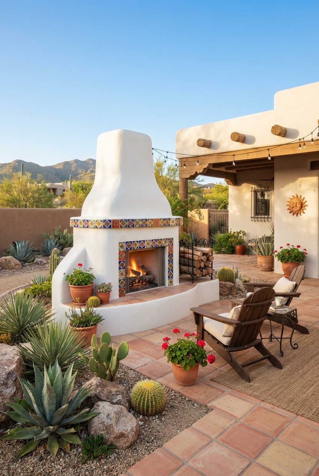 stucco southwestern fireplace