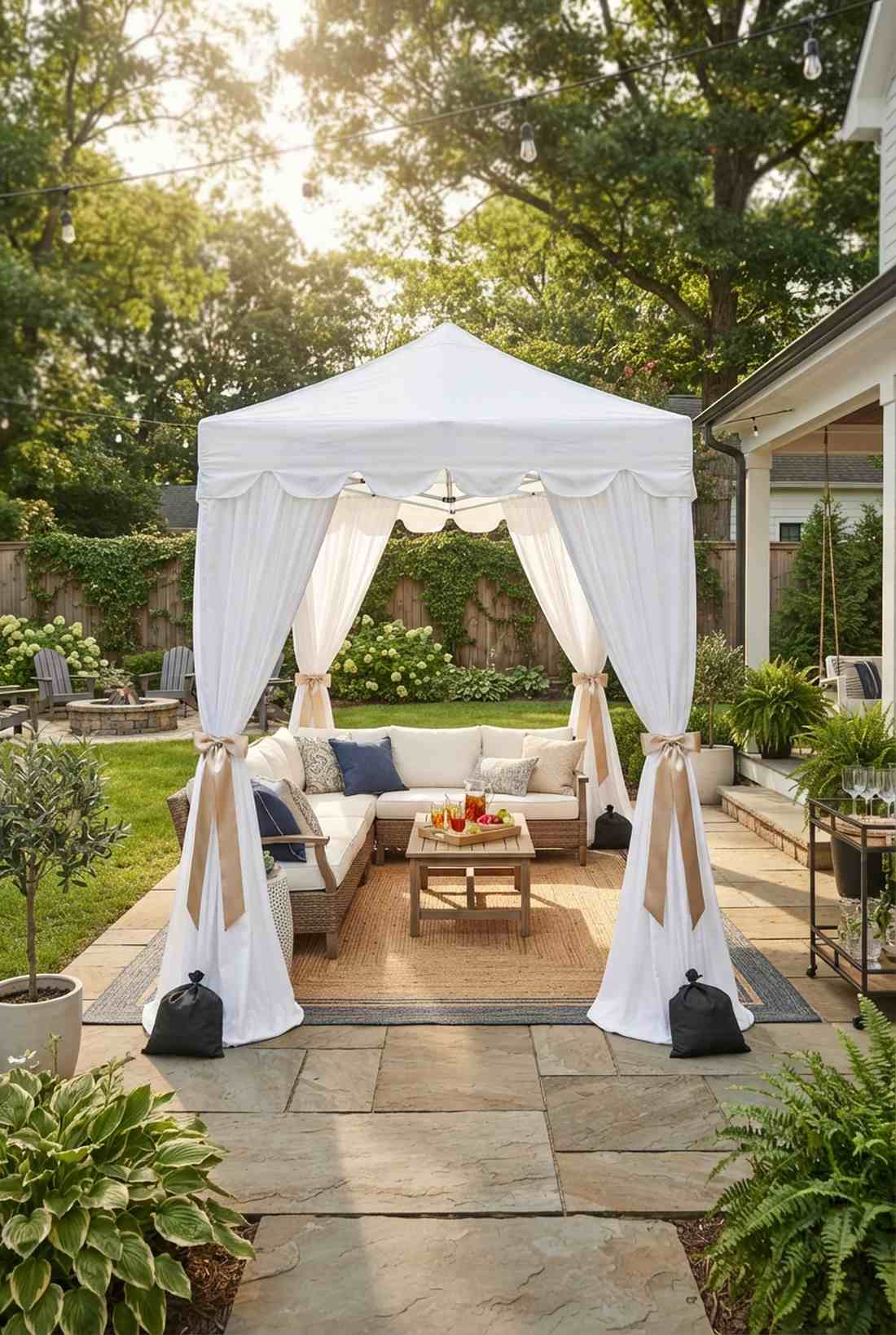 tented canopy with drapery