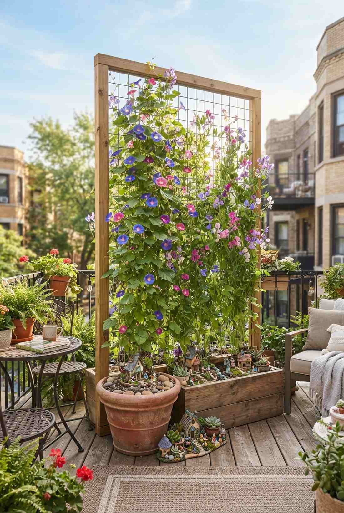 trellis walls with climbing vines