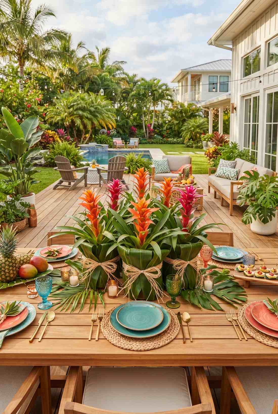 tropical bromeliad displays